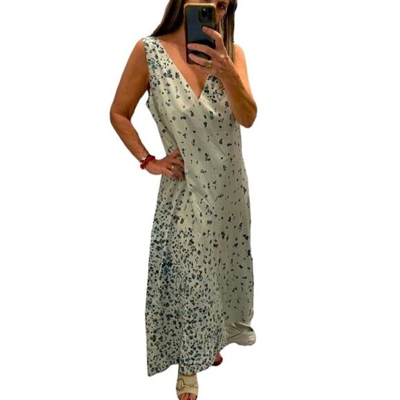 Vince Floral-print Hammered-satin Midi Dress In Sage Green.Size XL - Picture 3 of 16